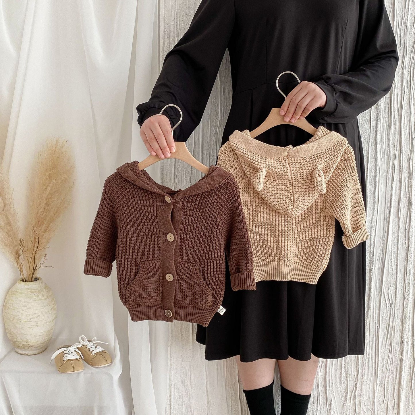 G24110619兒童韓版秋季嬰兒針織毛衣連帽洋氣男女寶寶可愛連帽長袖服