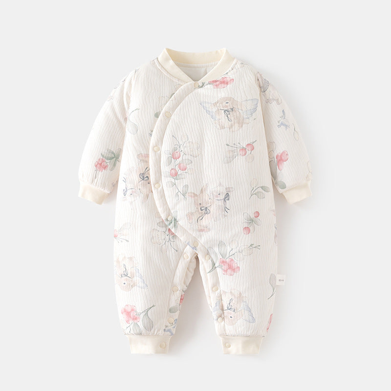 GJ25102103嬰兒春秋連身衣寶寶無骨長袖家居純棉爬服女嬰幼兒兒童印花
