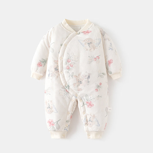 GJ25102103嬰兒春秋連身衣寶寶無骨長袖家居純棉爬服女嬰幼兒兒童印花