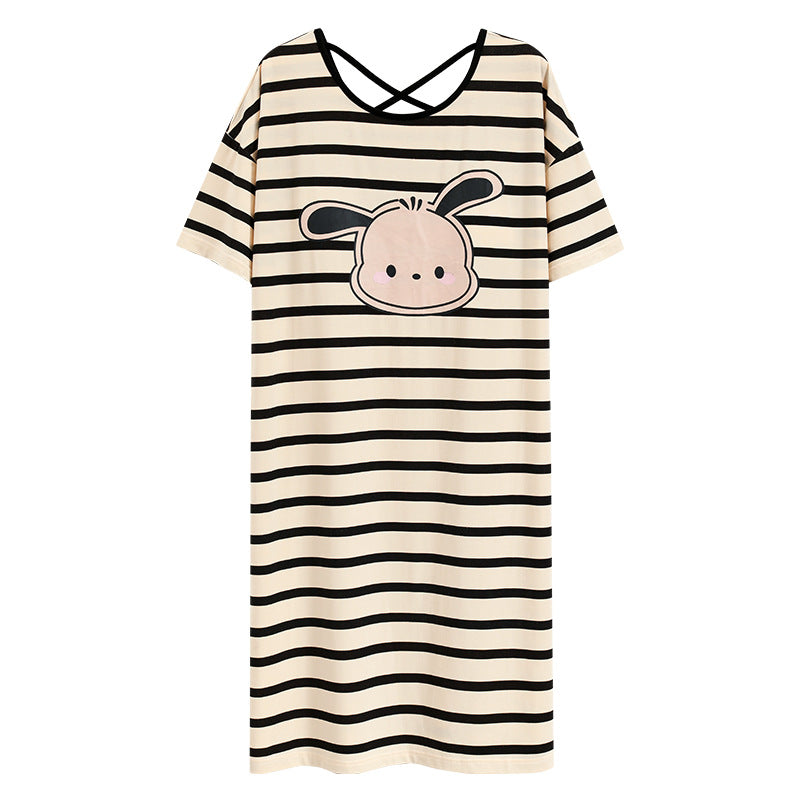 Z25040126自備胸墊一體式睡裙女款夏季短袖睡裙夏天莫代爾可外穿