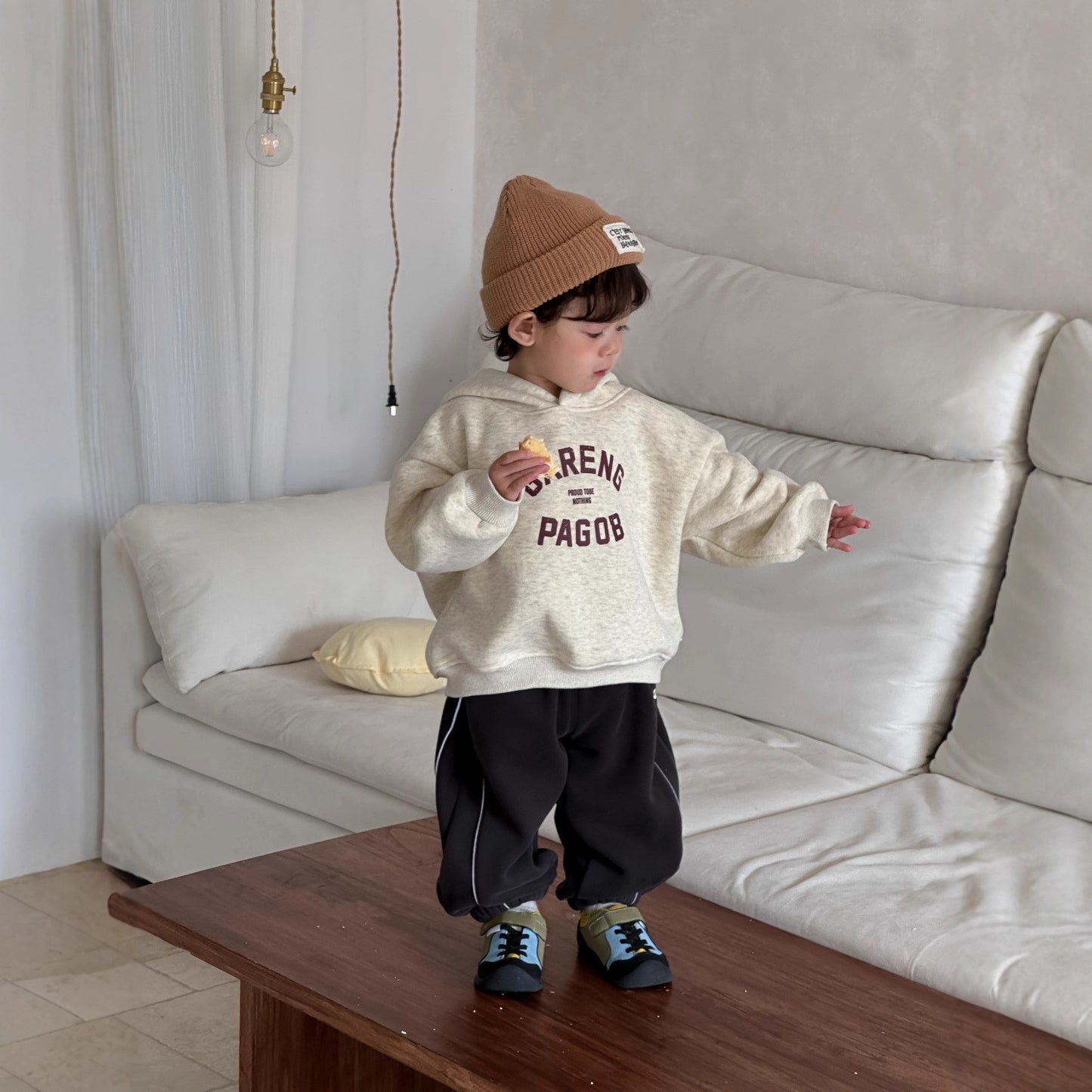 GN26012707兒童連帽衛衣加厚衛褲2025新款冬季韓版童裝寶寶冬裝男童加絨套裝