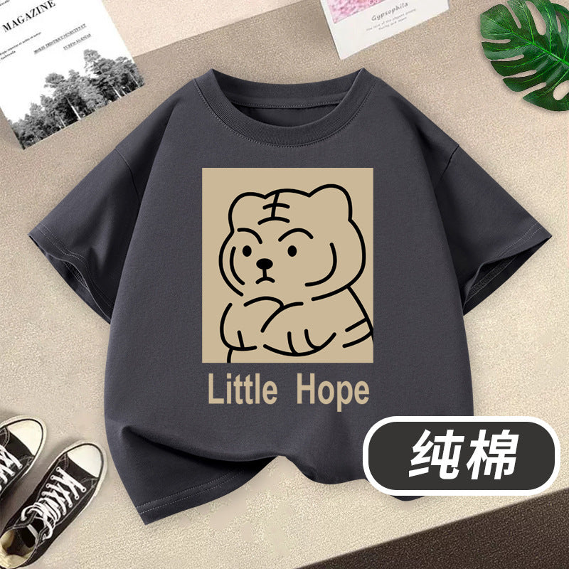 FN26052902童裝男童短袖t卹2026全新虎頭印花男孩圓領夏季純棉兒童純棉上衣