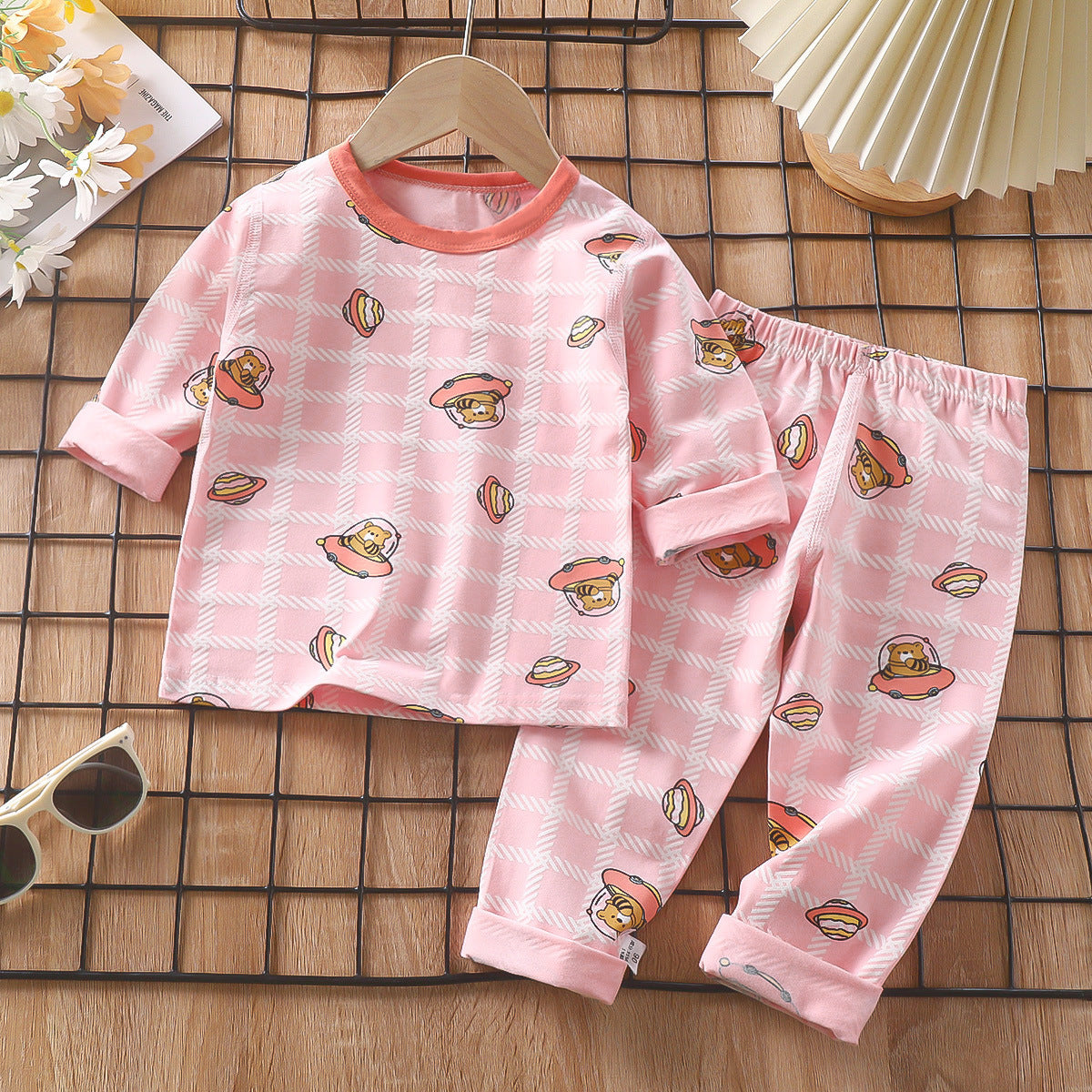 Z25022320兒童睡衣套裝春季萊卡棉寶寶內衣男童家居服女童秋衣秋褲童裝批發