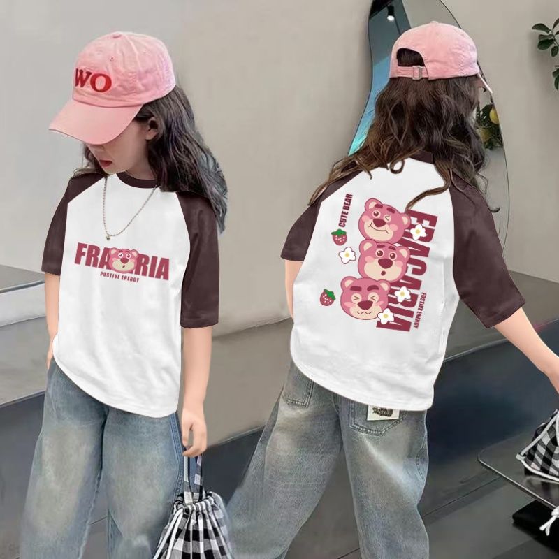 CE26022616女童夏季短袖T恤纯棉2026新款儿童洋气半袖女孩夏装薄款体恤上衣t