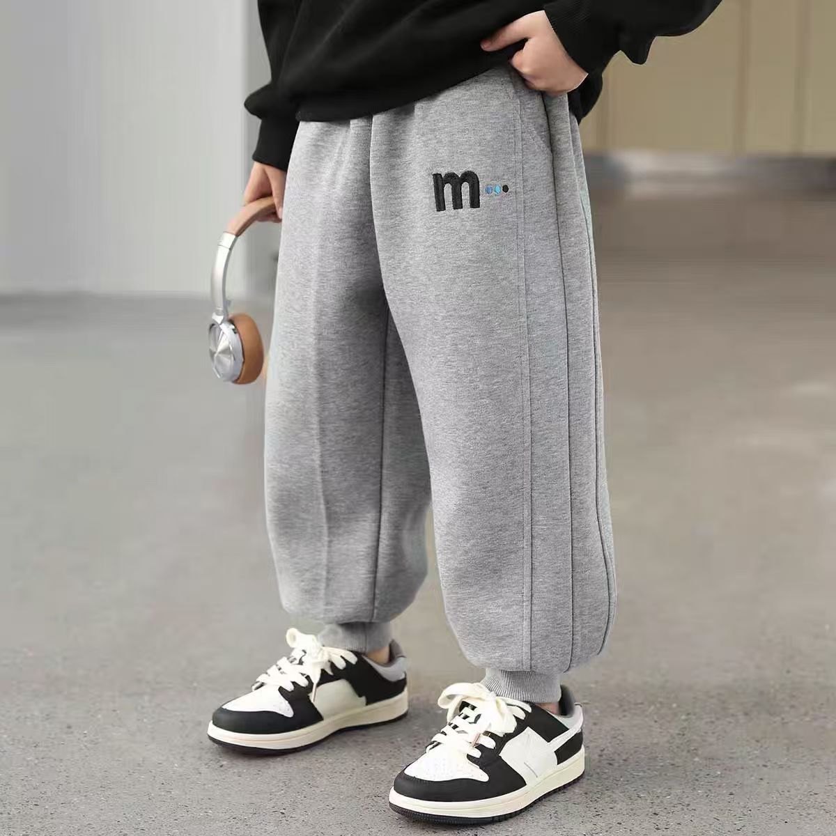 Z26010130男童褲子中小童加絨一體絨長褲休閒運動褲秋冬