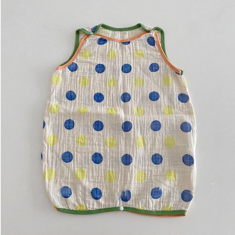 GB23080320 夏季韓版ins嬰幼兒棉可愛碎花連體衣爬服男女寶寶撞色圓點睡袋