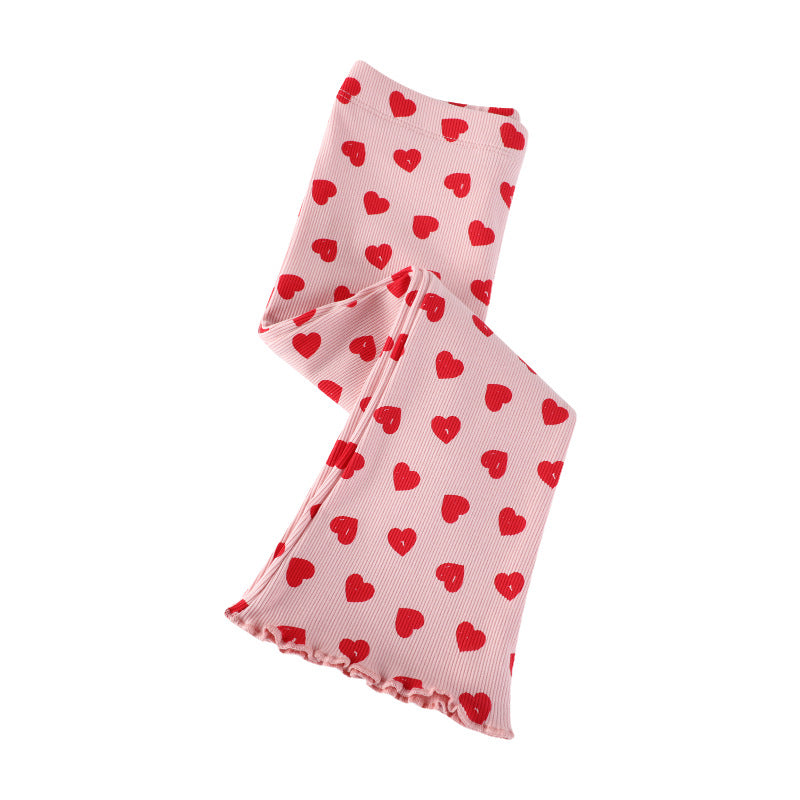 E26040829春季女童喇叭褲女褲兒童搭配緊身褲歐美女童褲子