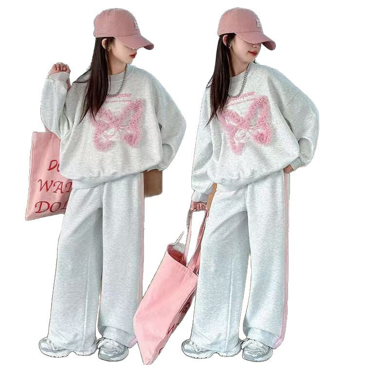 FG25112013女童卫衣套装春秋新款中大童时尚洋气阔腿卫裤儿童休闲两件套