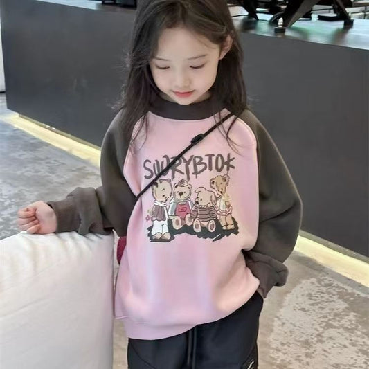 FG25112011童裝女童套裝春秋洋氣中大兒童網紅長袖休閒韓版衛衣單件上衣