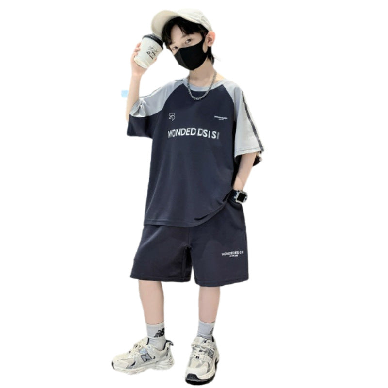 FM26042208男童夏裝套裝2026新款洋氣夏季兒童短袖潮流運動兩件式男孩夏款潮