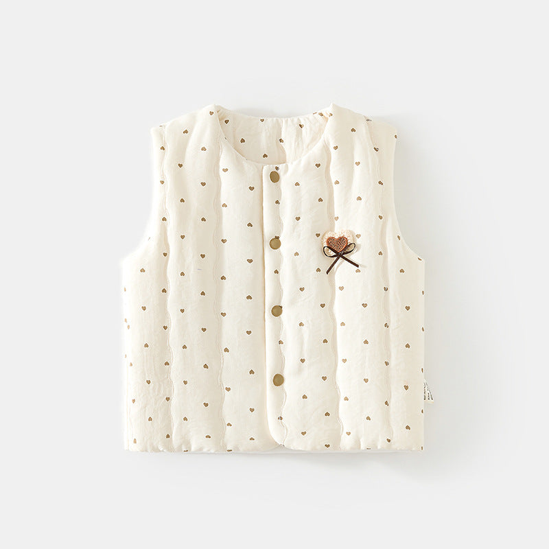 GJ25102121嬰兒夾棉馬甲護肚背心秋季冬季寶寶120克兒童坎肩馬夾棉棉保暖上衣