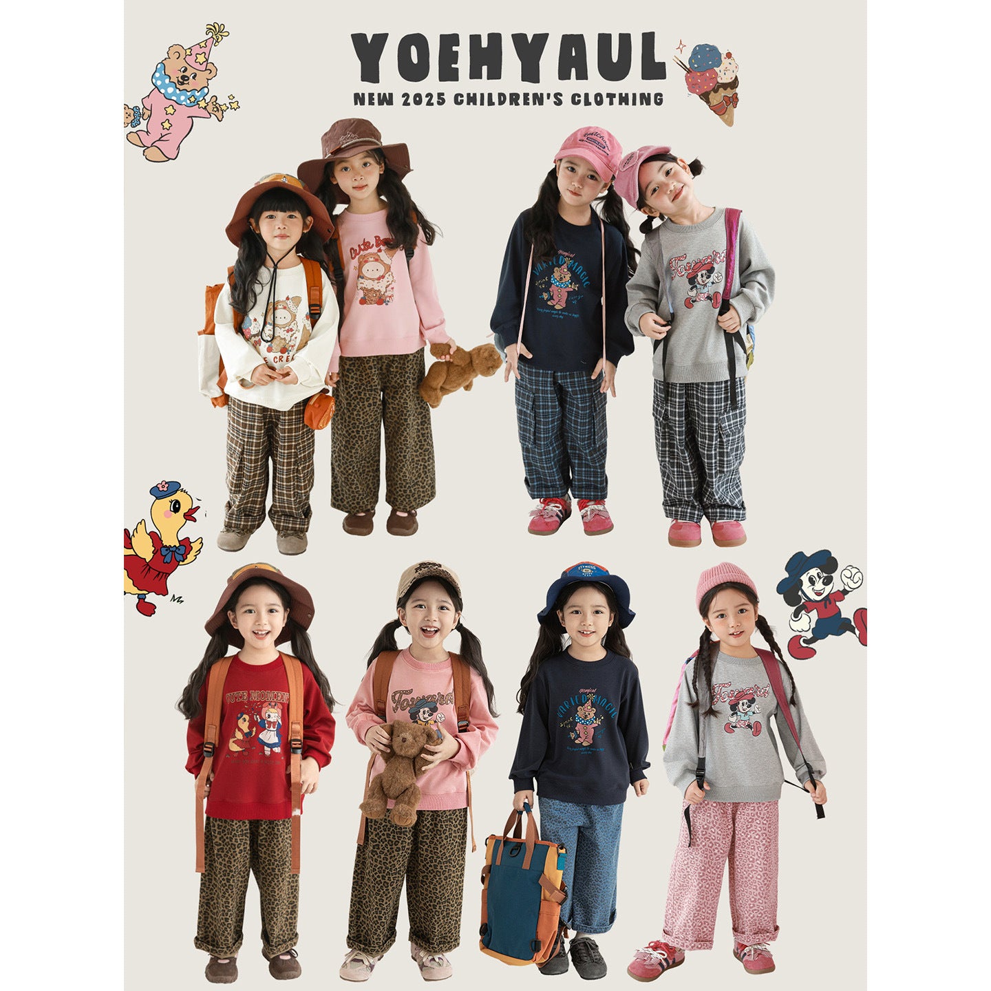 CA25112717女童百搭加絨衛衣2025秋季兒童童趣可愛百變卡通範保暖上衣長袖