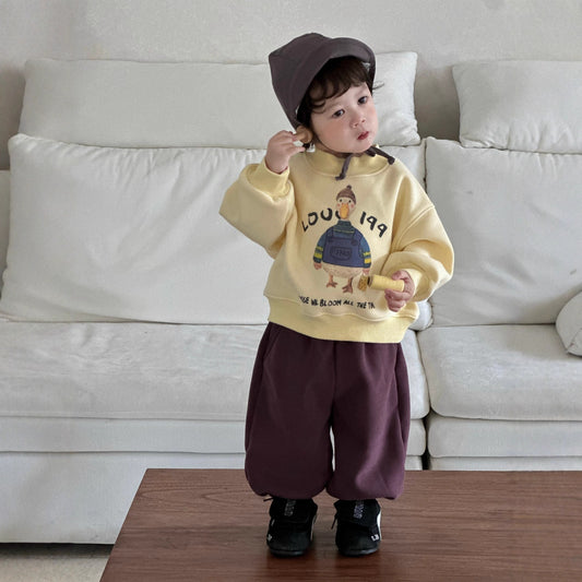 GN26012706男童秋冬季加厚衛衣衛褲2025新款韓版童裝小寶寶冬裝兒童加絨套裝