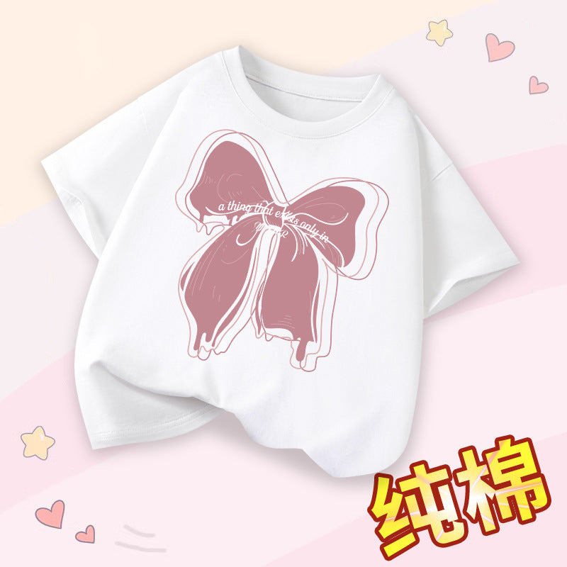 FN26052905女童短袖t卹夏季純棉薄女童衣服2026新款時尚女孩圓領童裝