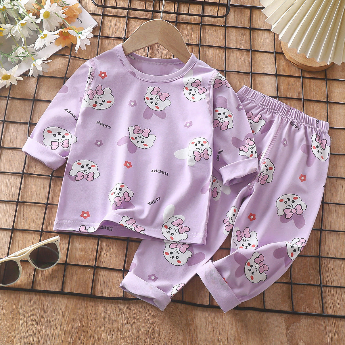 Z25022320兒童睡衣套裝春季萊卡棉寶寶內衣男童家居服女童秋衣秋褲童裝批發
