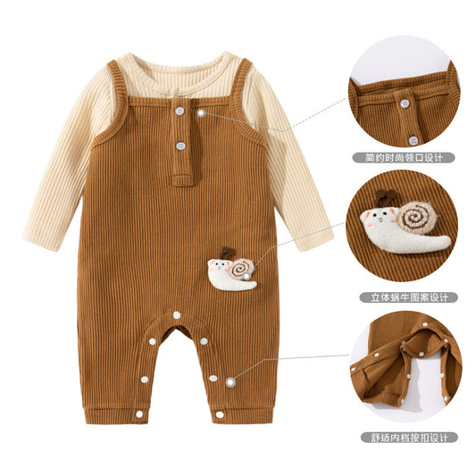 GC23101220秋季嬰兒套裝小童倆件套棉超萌長袖套裝嬰兒背帶分離式套裝