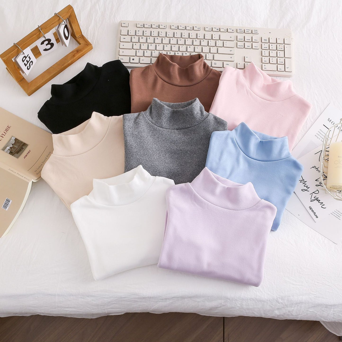 CA25112715女童秋裝新款兒童德絨打底衫洋氣百搭長袖上領上衣潮保暖服裝