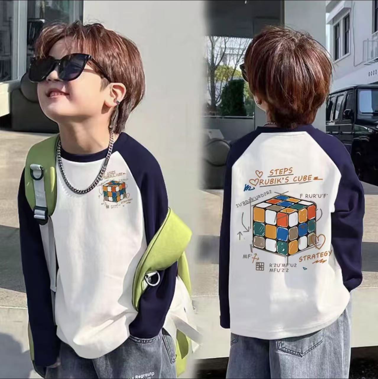 CE25091906男童長袖兒童T恤春秋裝新款大童春秋純棉打底成型帥氣上衣