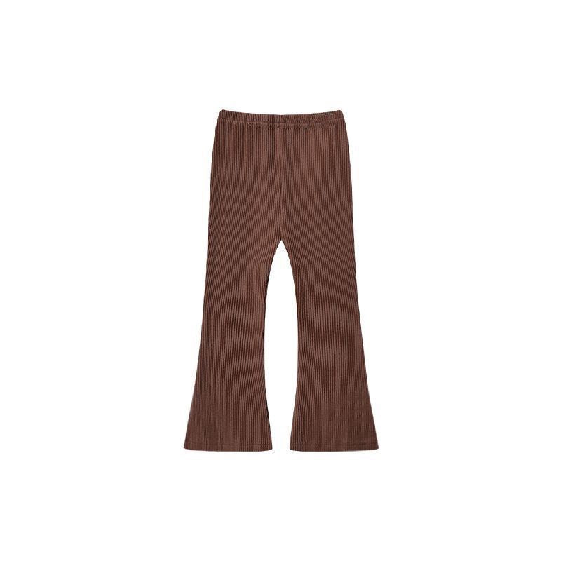 Z25030902兒童喇叭褲夏季新款兒童微喇叭褲女童冰絲坑條彈性洋氣外穿緊身褲