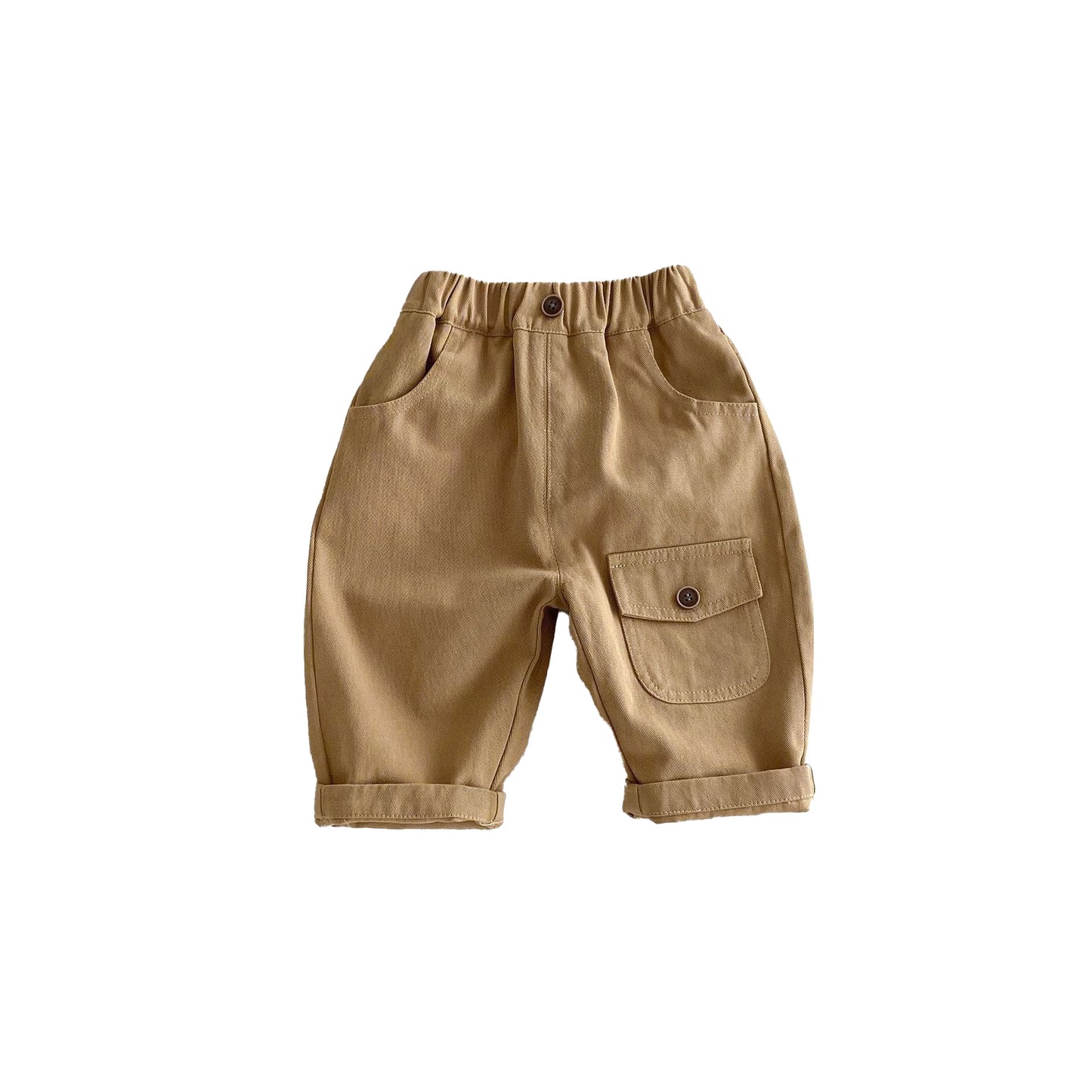Z26010234韓版2025春秋爆款純色百搭潮流寶寶休閒褲男童口袋設計感長褲