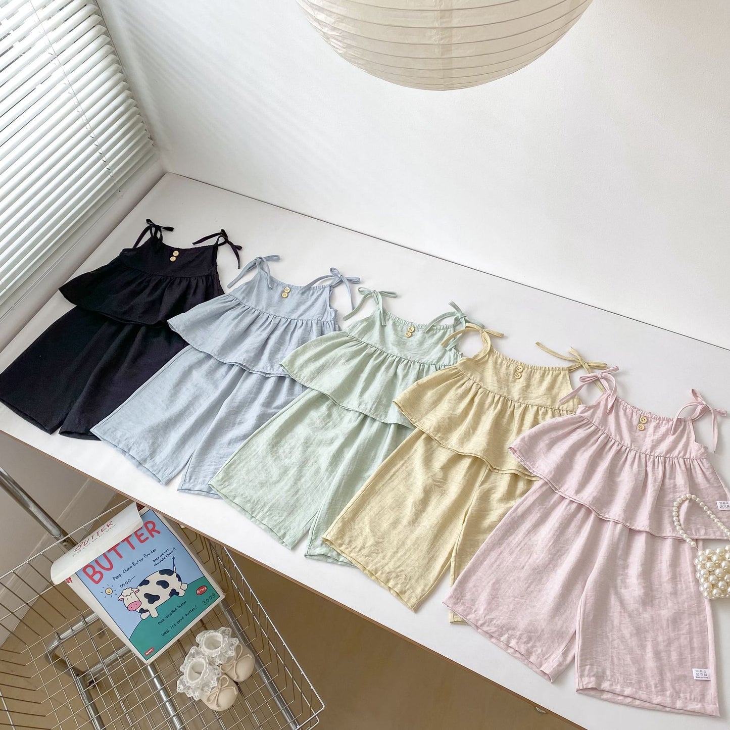 GN26030920女童套裝夏季薄洋氣吊帶衫休閒闊腿褲兩件套百搭女童時尚套裝(2件起批)GN開頭需下單2款才有出貨,可混搭