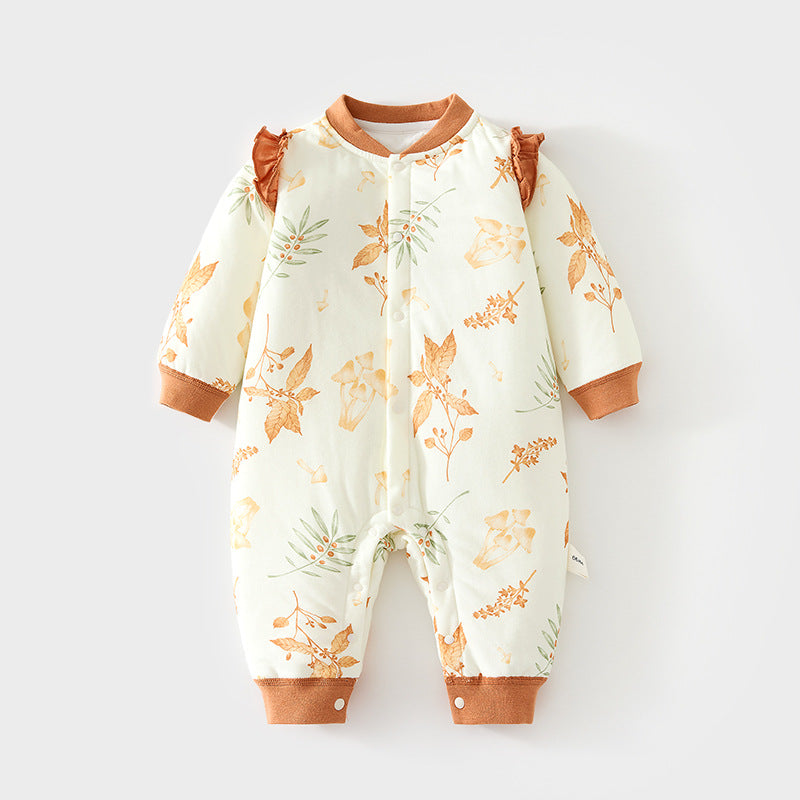 GJ25102125嬰兒40克加棉連身衣寶寶夾棉秋冬無骨哈衣薄棉加厚對開爬服兒童