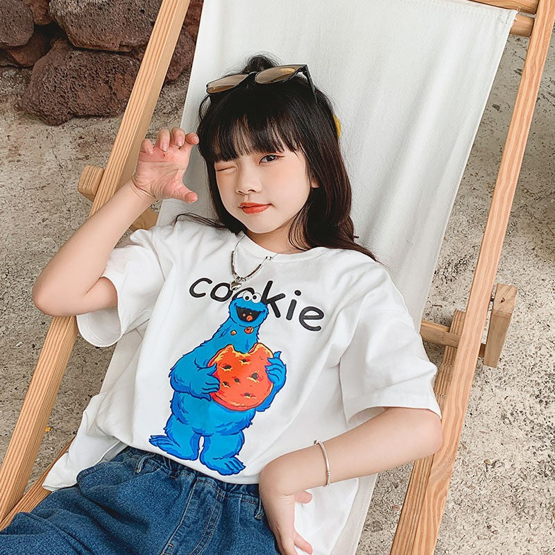 Z25030425多款選配 棉質休閒兒童t恤夏季女童白色短袖打底衫中大童上衣童裝