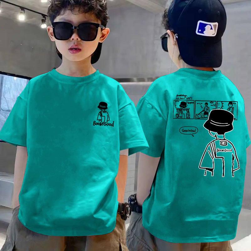 FO26062613 100%純棉兒童T恤短袖外貿品質新款春夏款中大男童夏季半袖上衣潮T