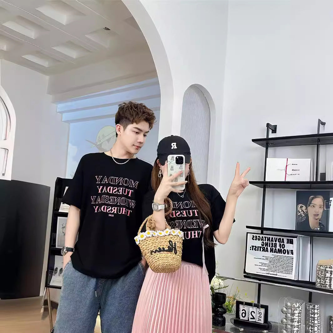 L25041711度假炸街親子裝夏季一家三四口手工蝴蝶結短袖T恤母女半身裙套裝