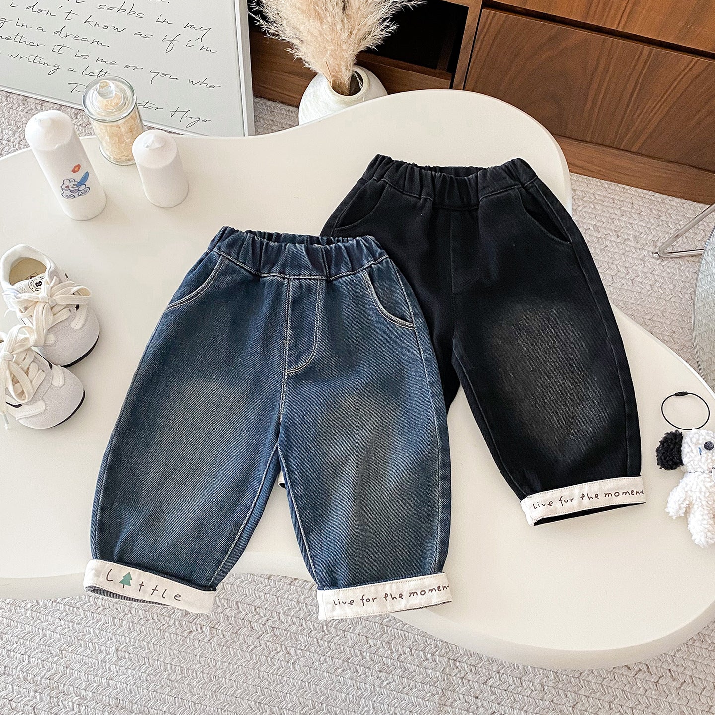 Z26010238秋季新生幼兒捲邊寶寶韓版洋氣百搭卡通休閒長褲(2件起批)