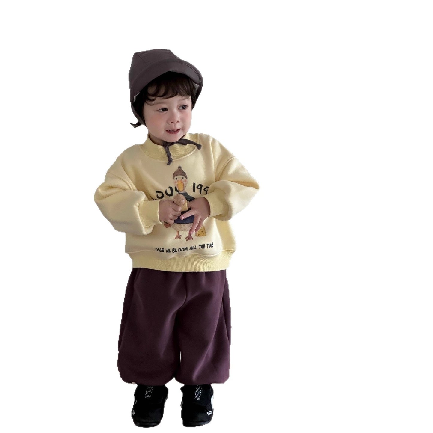 GN26012706男童秋冬季加厚衛衣衛褲2025新款韓版童裝小寶寶冬裝兒童加絨套裝