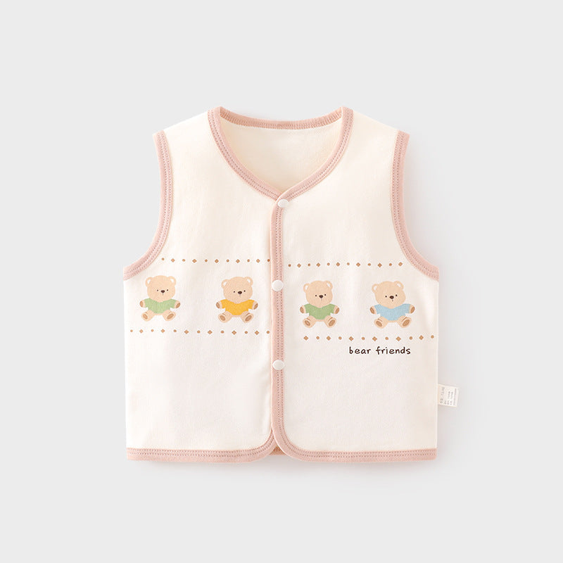 GJ25102114嬰兒護肚背心秋冬季寶寶雙層馬甲兒童坎肩馬夾新生兒純棉保暖上衣