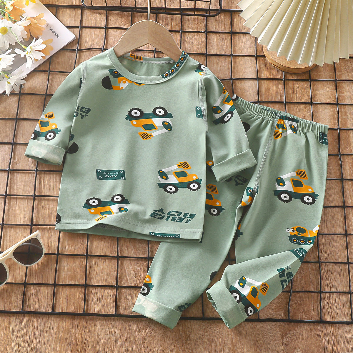 Z25022320兒童睡衣套裝春季萊卡棉寶寶內衣男童家居服女童秋衣秋褲童裝批發