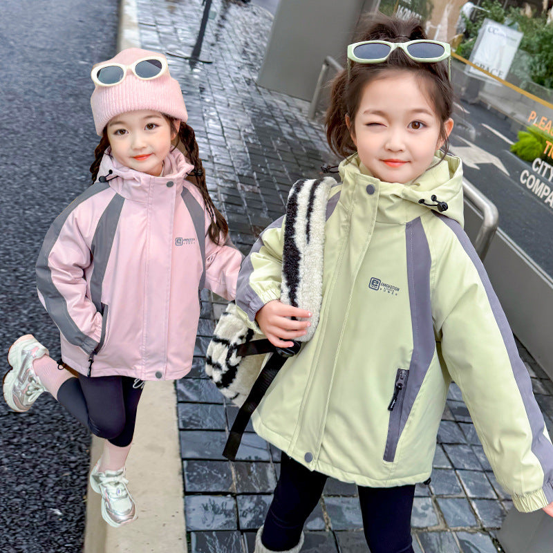 CH25110514女童裙春秋三合一兒童裝兩件式衝鋒衣女寶連帽戶外服