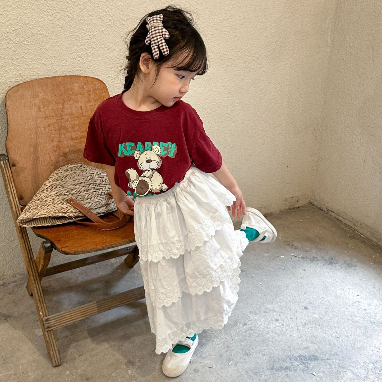 Z25020914女童半身裙花邊公主裙純棉兒童裝夏季2025新款春秋寶寶蛋糕長裙