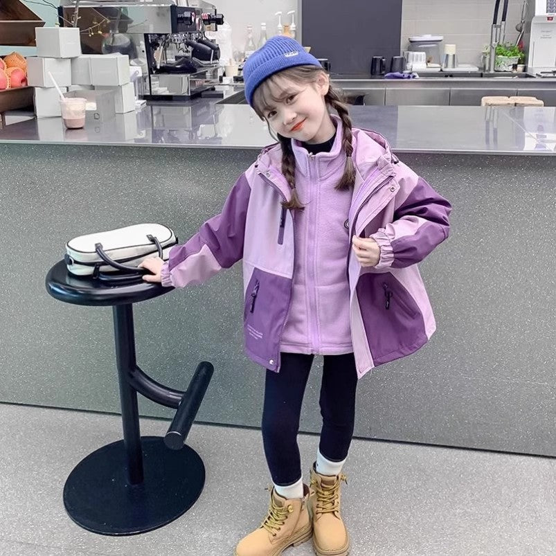 CH25110502女童衝鋒韓系裙秋冬款新款洋氣兒童秋冬裝加厚冬季三合一