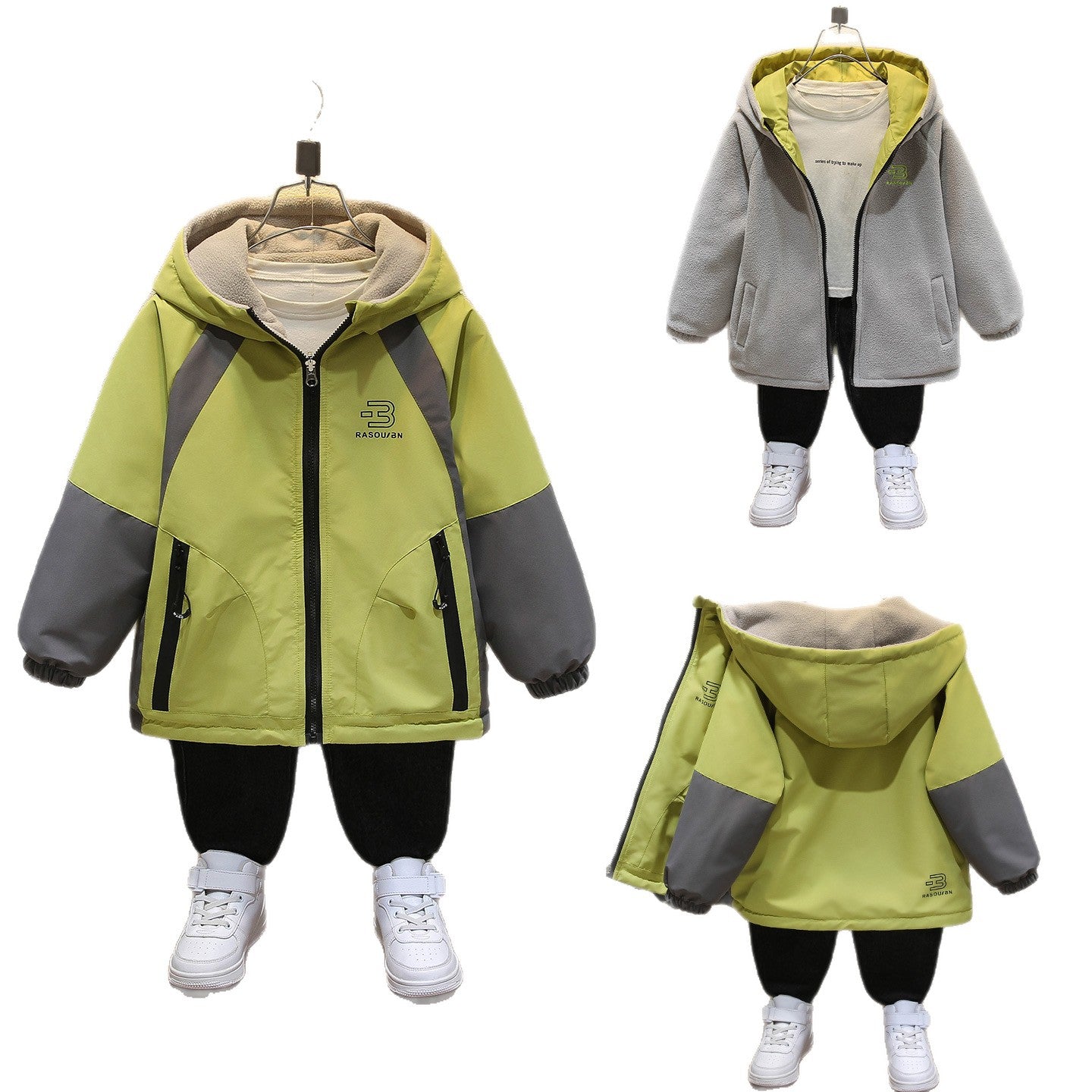 CH25110523男童秋季裙加絨中大童上衣春秋裝風衣雙面穿兒童衝鋒衣