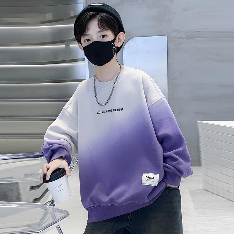 Z25030406男童衛衣長袖秋裝紮染印花學生酷帥新款帥氣中大童春秋季上衣男孩