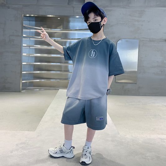 FM26042217男童夏裝套裝痞帥氣夏款時尚2026新款中大兒童裝夏季男孩運動潮酷