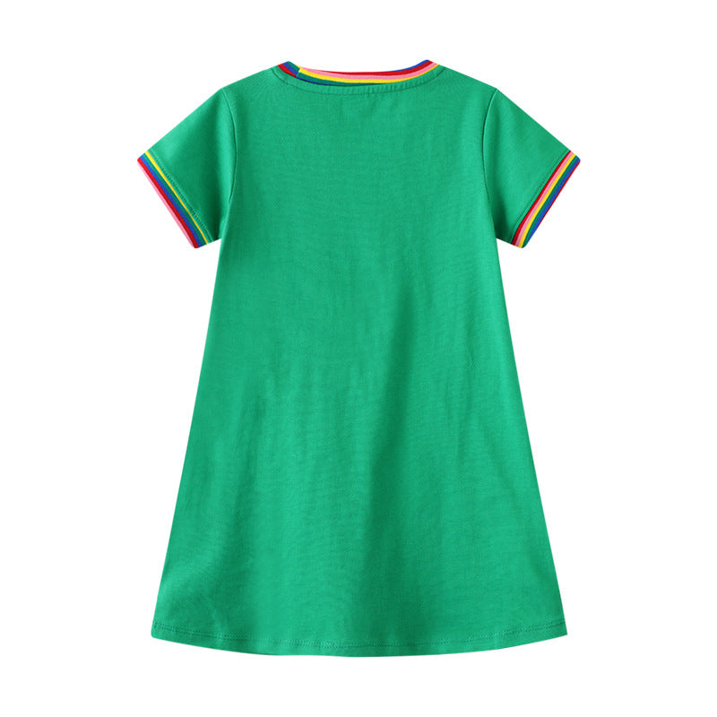 E26040815童裝歐美時尚針織兒童服裝女童中小童邊境女童短袖