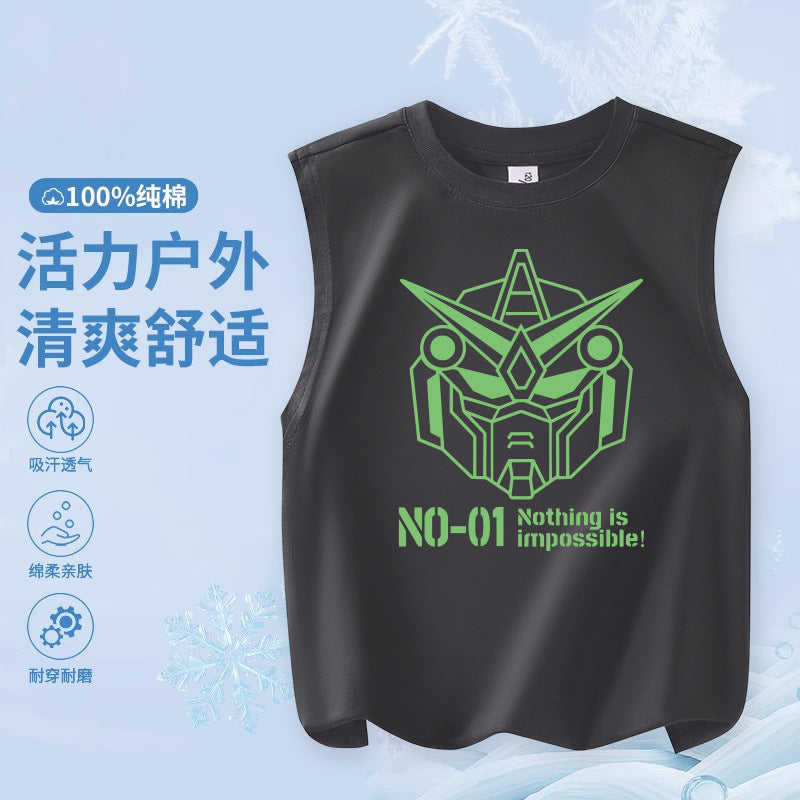 FN26052903兒童純棉背心 時尚卡通印花童裝 輕便版 中大童時尚男童上衣
