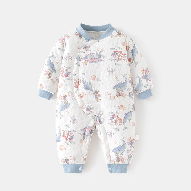 GJ25102103嬰兒春秋連身衣寶寶無骨長袖家居純棉爬服女嬰幼兒兒童印花