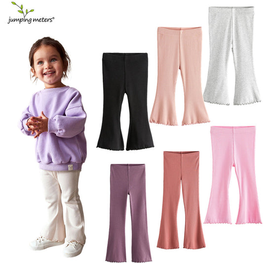 E26040830春秋兒童打底褲多純色款彈性女寶長褲女孩曼哈頓喇叭腿長褲批發