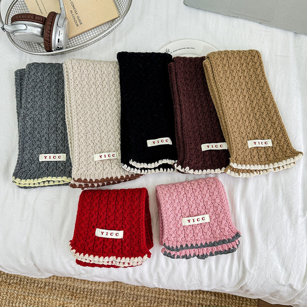 Z26010236新款兒童帽子圍巾復古鎖邊針織麻花圍巾加厚保暖男童女童二件套帽(2件起批)