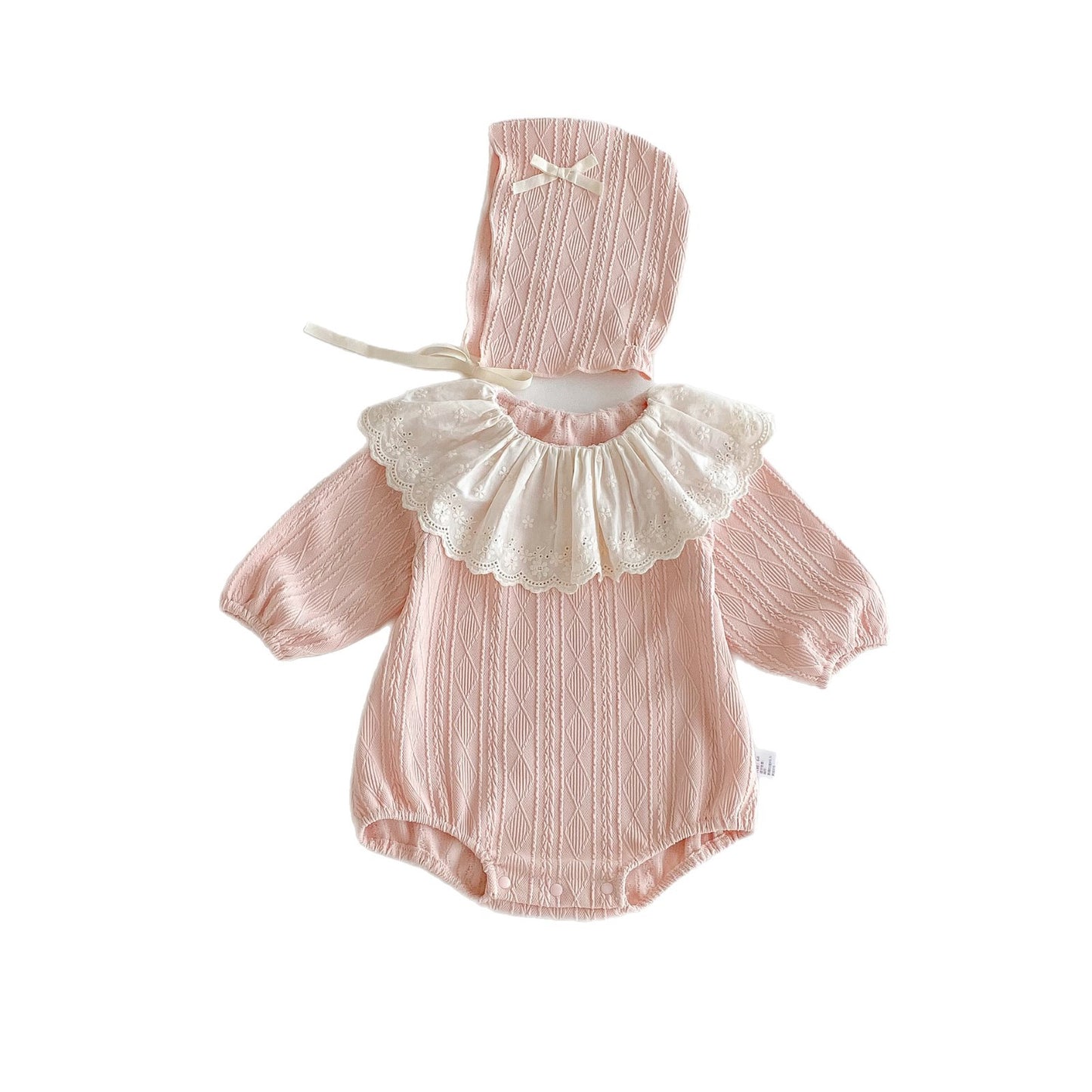 G25092501秋季嬰兒女寶寶包屁衣韓版圓領長袖娃娃領甜美連身衣爬服