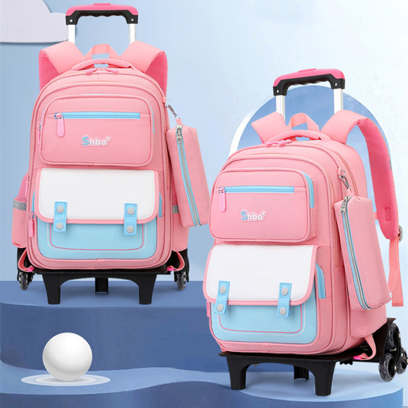 Z25022310亞馬遜跨境新品兒童拉桿書包小學生男女生爬樓梯六輪防水護脊減負