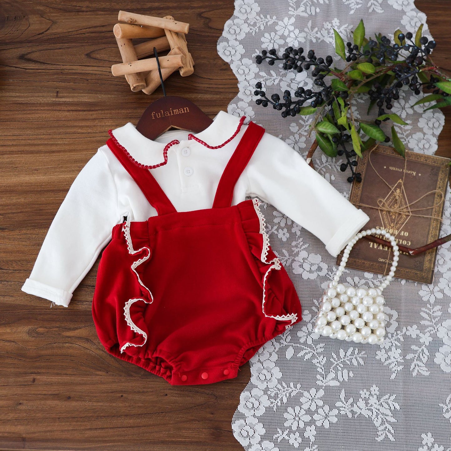 G25092508秋裝嬰兒衣服女寶寶滿月歲背帶裝韓版童裝女寶長袖上衣套裝