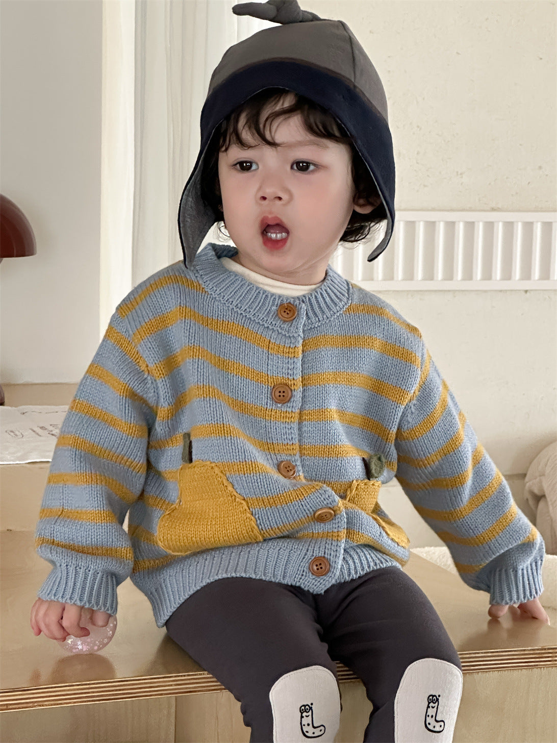 GN26012708兒童針織外套春裝寶寶衣服春季韓版童裝2026新男童長袖套裝春款