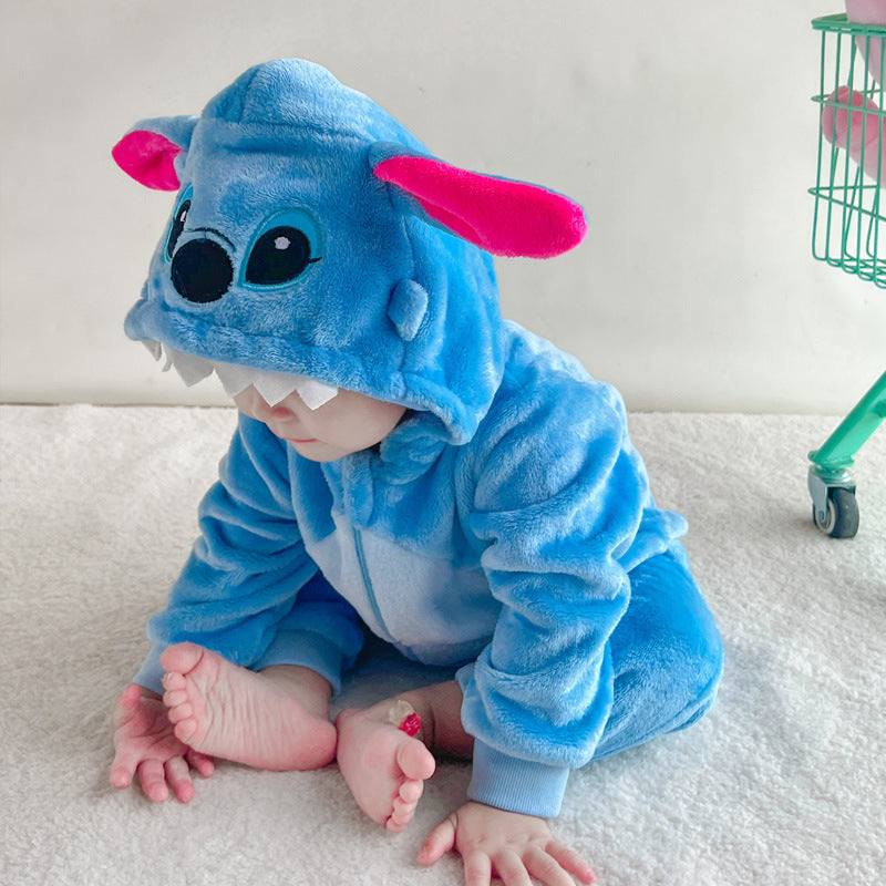 Z23111706嬰兒衣服秋冬寶寶連身衣法蘭絨動物造型爬爬服新生兒哈衣兒童睡衣