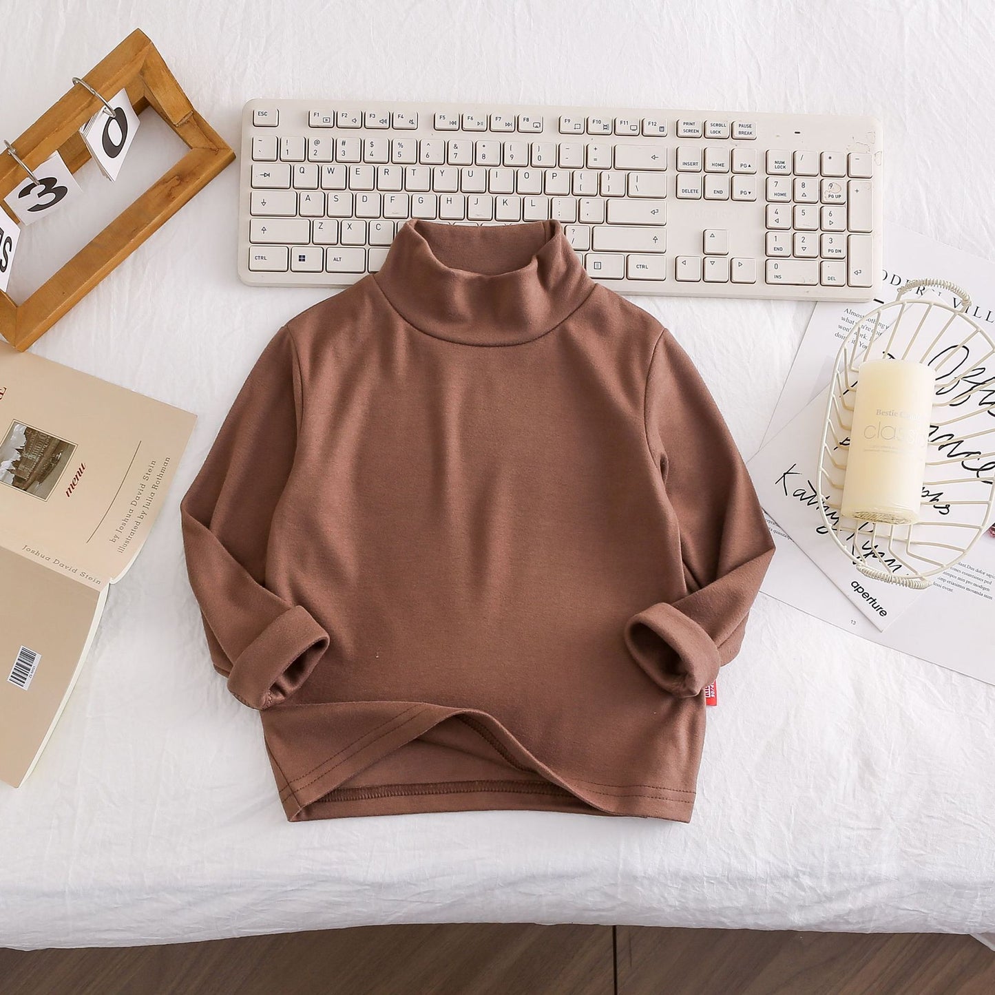 CA25112715女童秋裝新款兒童德絨打底衫洋氣百搭長袖上領上衣潮保暖服裝